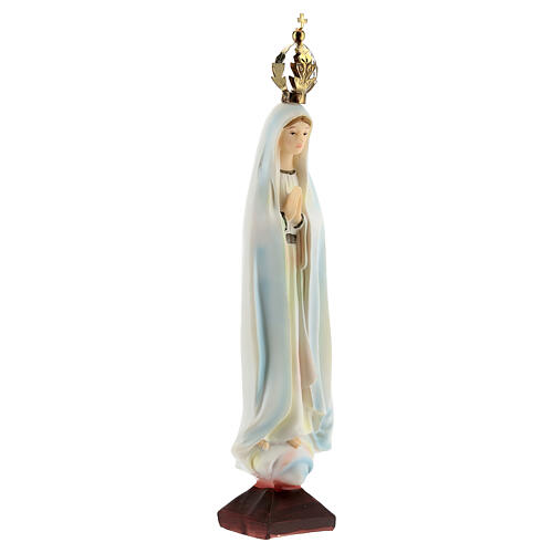 Virgen Fátima corona dorada estatua resina 20 cm 4
