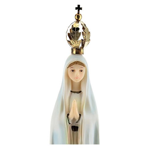 Nossa Senhora de Fátima com coroa dourada resina 20 cm 2