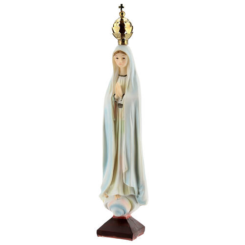 Nossa Senhora de Fátima com coroa dourada resina 20 cm 3