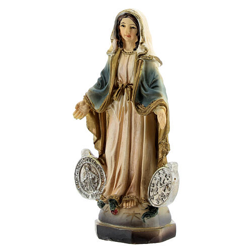 Virgen Milagrosa con medalla estatua resina 8 cm 2