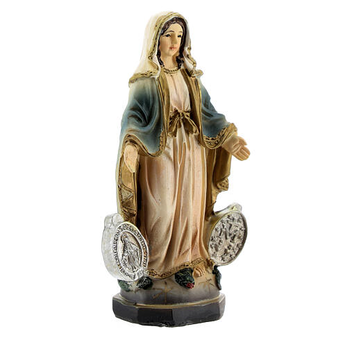 Vierge Miraculeuse avec médaille statue résine 8 cm 3