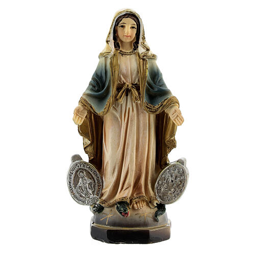 Madonna Miracolosa con medaglia statua resina 8 cm 1