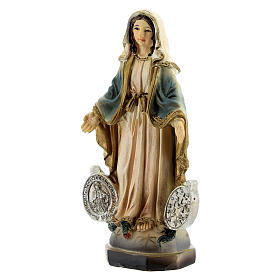 Miraculous Mary statue with medals in resin 8 cm