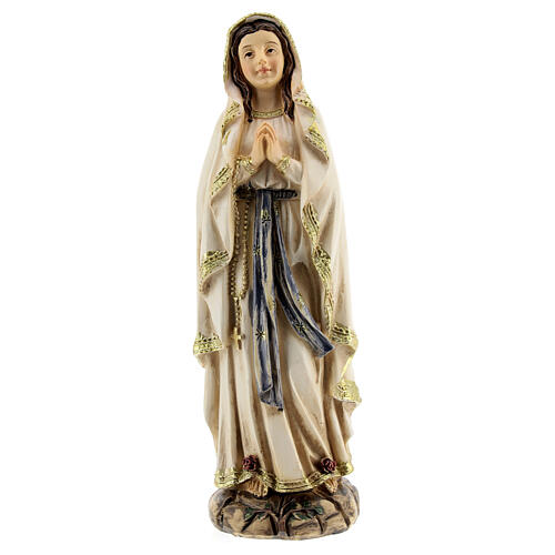 Nuestra Señora Lourdes manos juntas estatuta resina 12,5 cm 1
