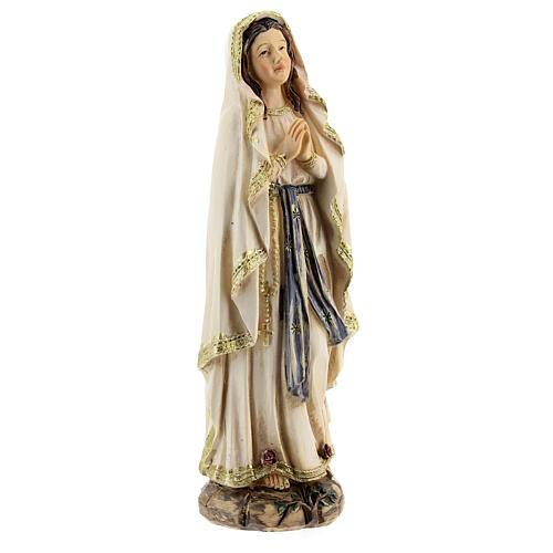 Nossa Senhora de Lourdes de mãos juntas imagem resina 12,5 cm 3