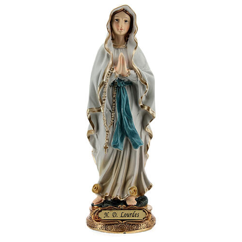 Virgen Lourdes oración estatua resina 14,5 cm 1