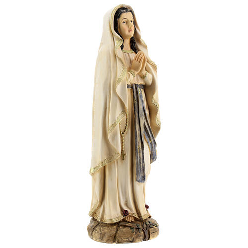 Estatua Virgen Lourdes rosas resina 31 cm 4