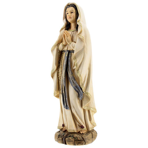 Statue Notre-Dame de Lourdes roses résine 31 cm 3