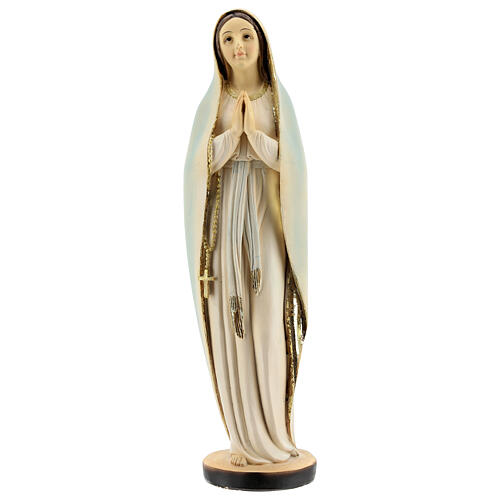 Nossa Senhora em oração detalhes dourados imagem resina 30,5 cm 1
