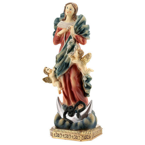 Nossa Senhora Desatadora de Nós com anjos imagem resina 31,5 cm 3