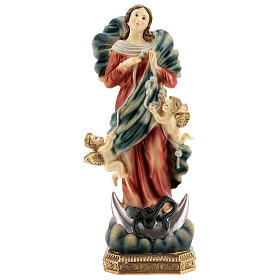 Our Lady undoer of knots statue with angels in resin 31.5 cm