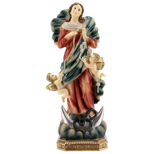 Our Lady undoer of knots statue with angels in resin 31.5 cm 1