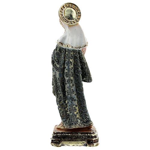 Vierge à l'Enfant habits décorés base carrée statue résine 14,5 cm 4