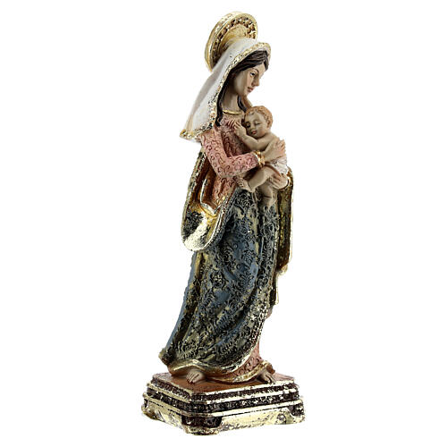Mary and Child Jesus statue ornate robes square base resin 14.5 cm 3