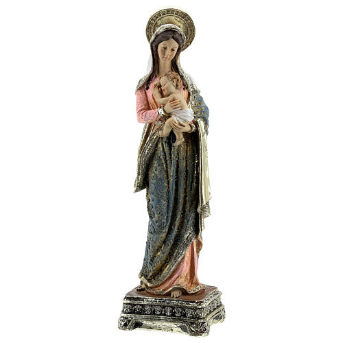 Statua Madonna Bambino base dorata barocca resina h 30,5 cm 3
