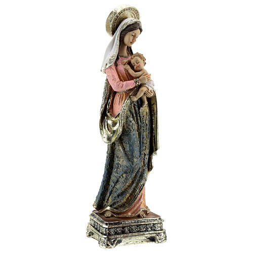 Statua Madonna Bambino base dorata barocca resina h 30,5 cm 4