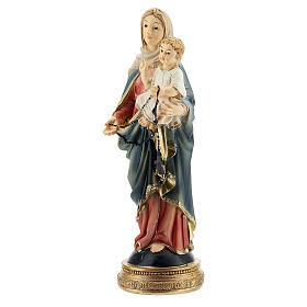 Statue aus Harz Maria mit dem Jesuskind und Rosenkranz, 15 cm