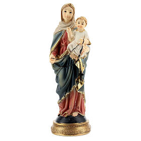 Nossa Senhora com Menino Jesus e terço imagem resina 15 cm