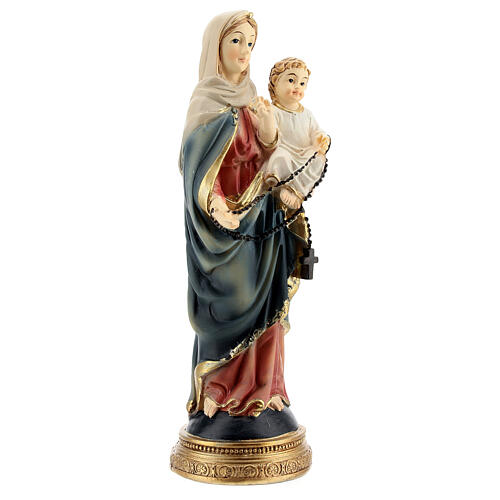 Nossa Senhora com Menino Jesus e terço imagem resina 15 cm 3