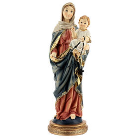 Maria Gesù rosario scuro statua resina 31 cm