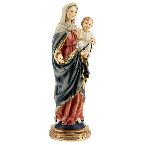 Mary and Child Jesus statue with dark rosary in resin 31 cm 4