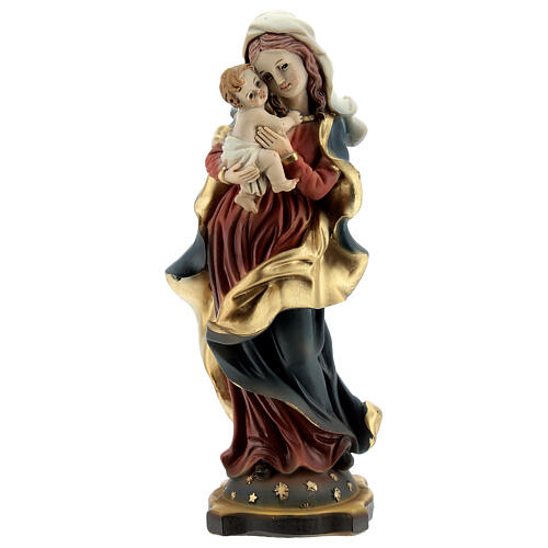 Nossa Senhora com Menino Jesus céu estrelado imagem resina 14 cm 1