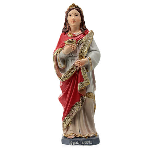 Estatua Santa Lucía de resina pintada 10 cm 1