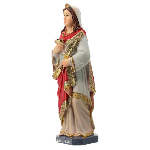 Estatua Santa Lucía de resina pintada 10 cm 3