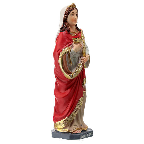 Statua Santa Lucia in resina dipinta 10 cm 2