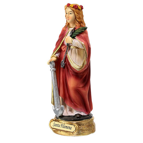 Statue Sainte Philomène résine colorée 12 cm 2