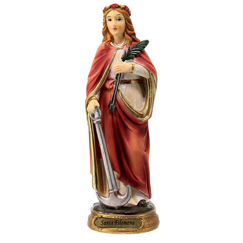 St Philomena statue in colored resin 20 cm 1