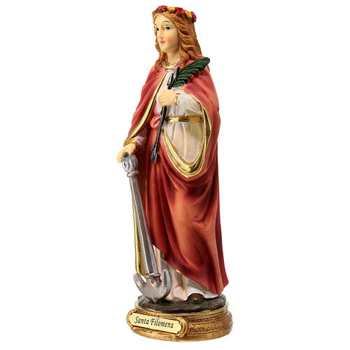 St Philomena statue in colored resin 20 cm 3