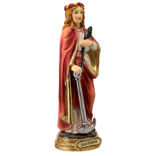 St Philomena statue in colored resin 20 cm 4