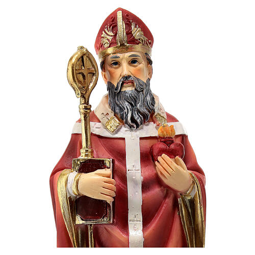 Statue of St Augustin, painted resin, 20 cm 2