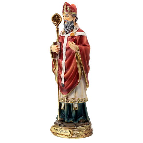 Statue of St Augustin, painted resin, 20 cm 3