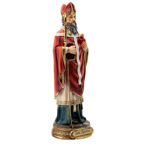 Statue of St Augustin, painted resin, 20 cm 4