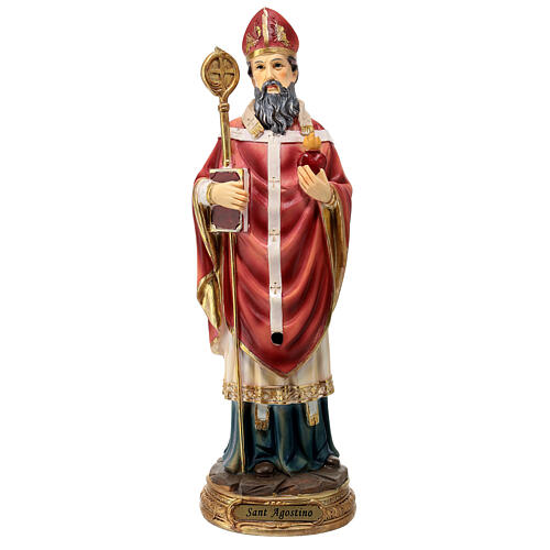 Statue St Augustine 30 cm colored resin 1