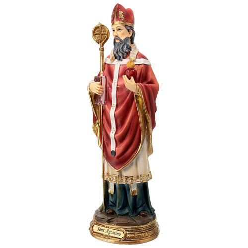 Statue St Augustine 30 cm colored resin 3