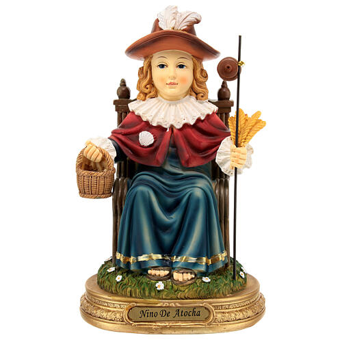 Statuette Saint Enfant Jésus d'Atocha résine peinte 20 cm 1