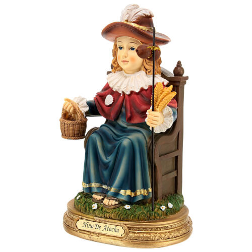 Statuette Saint Enfant Jésus d'Atocha résine peinte 20 cm 3