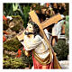 Jesus, das Kreuz auf der Schulter tragend, Aufstieg zum Kalvarienberg, Resin, handbemalt, für 20 cm Krippe s6