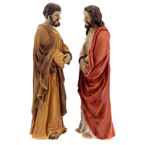 Condamnation de Jésus, 3 pcs, Jésus Caïphe et Barabbas résine peinte main 12 cm 8