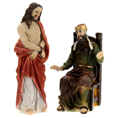 Condenação Jesus Caifás e Barabbás, 3 peças, resina pintada à mão 12 cm 5