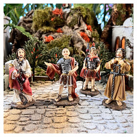 Jesus' trial, set of 4, Passion of Christ, hand-painted resin, 4 in