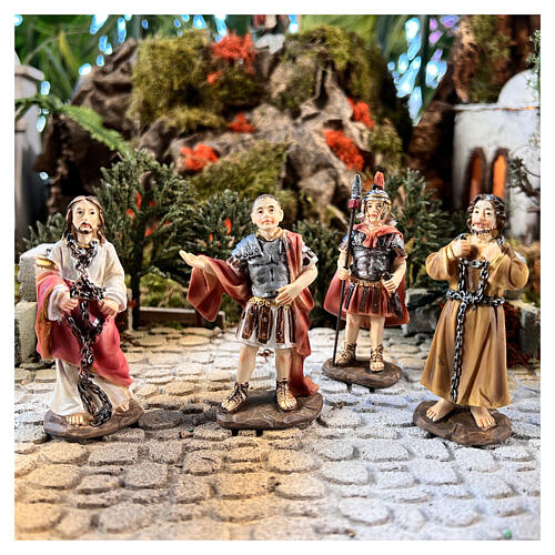 Jesus' trial, set of 4, Passion of Christ, hand-painted resin, 4 in 2
