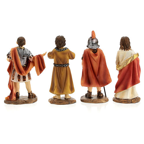 Jesus' trial, set of 4, Passion of Christ, hand-painted resin, 4 in 6
