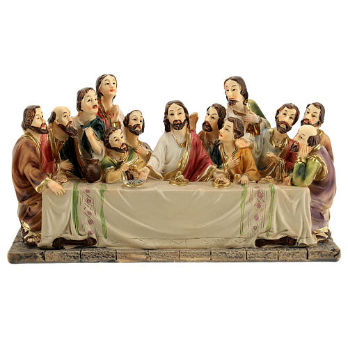 Last Supper sculpture scene in hand painted resin 8 cm 1