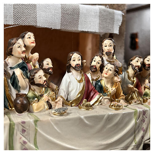 Last Supper sculpture scene in hand painted resin 8 cm 4