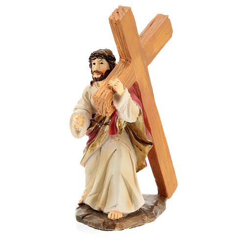 Climb to Calvary, set of 4, Passion of Christ, hand-painted resin, 4 in 7