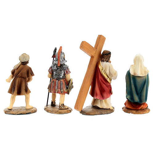 Climb to Calvary, set of 4, Passion of Christ, hand-painted resin, 4 in 8